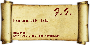 Ferencsik Ida névjegykártya